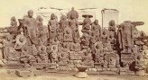 Massed group of Gandhara Buddha and Boddhisattva images collected at Loriyan Tangai (Peshawar Distri, Photo by: Alexander E. Caddy, 1896. &copy; The British Library Board, Photo 1003/(1042)