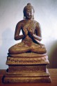 Fig. 11. Seated Buddha, found at Domoko, Khotan. Cast brass. Kashmir, <em>c.</em>725 AD. H. 42 cm. K. &copy; Christoph Baumer