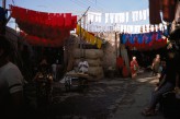 Dyed yarn drying in Marrakesh, Morocco, Photo by: May H. Beattie, 1970s. &copy; Ashmolean Museum, University of Oxford