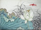 Lotus flower and dragonfly