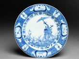 Plate with &lsquo;Parasol Lady&rsquo; design (EA2008.64)