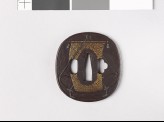 Tsuba depicting a property boat used in nō drama