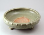 Greenware narcissus bowl with animal mask feet and begonia decoration (LI1301.264)