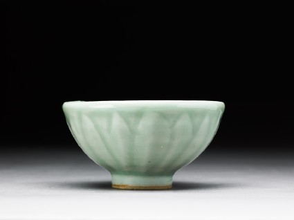 Greenware bowl with lotus petalsside