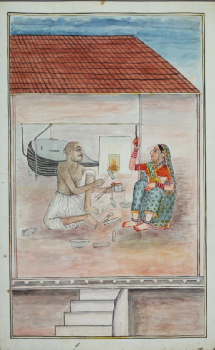 Man and woman at a forgefront, front