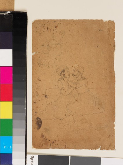 Recto: Two seated men adjusting turbans
Verso: Ganeshafront