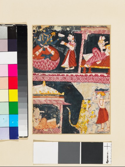 Recto: Emaciated man and two women
Verso: Possibly a scene from the story of Layla and Majnunfront