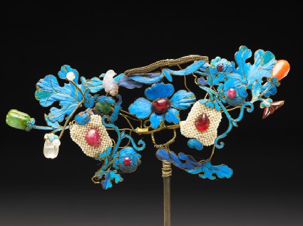 Hairpin with birds and flowersfront