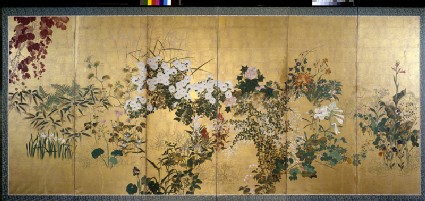 Screen with autumn and winter flowersfront