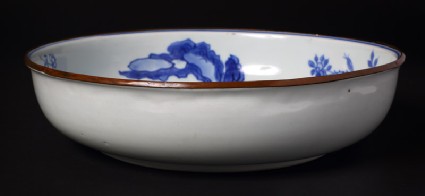 Blue-and-white basin with mythical figure and tigerfront