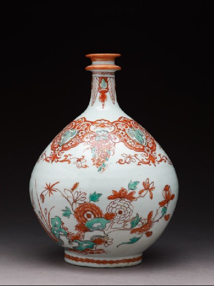 Gallipot with Dutch decoration of two cranesside