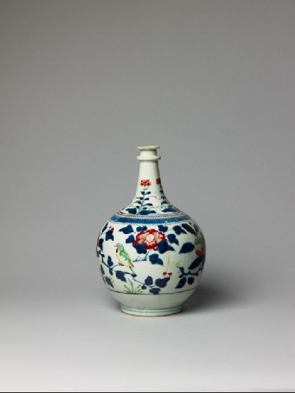 Gallipot with peony and pomegranate spraysside