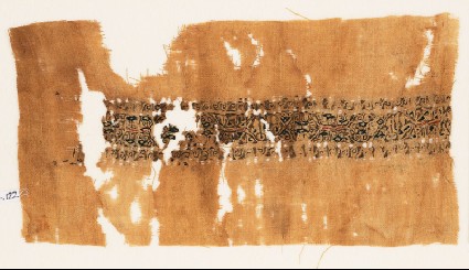 Textile fragment with linked medallions and scrollsfront