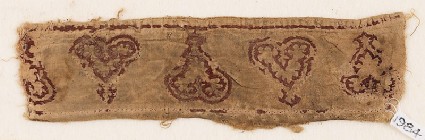 Textile fragment with leaves and palmettes, possibly from trousers or a collarfront
