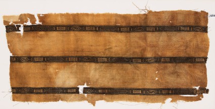 Textile fragment with hexagons, rectangles, and S-shapesfront