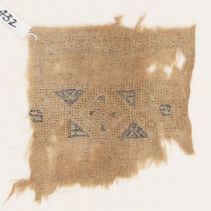 Textile fragment with band framed by trianglesfront