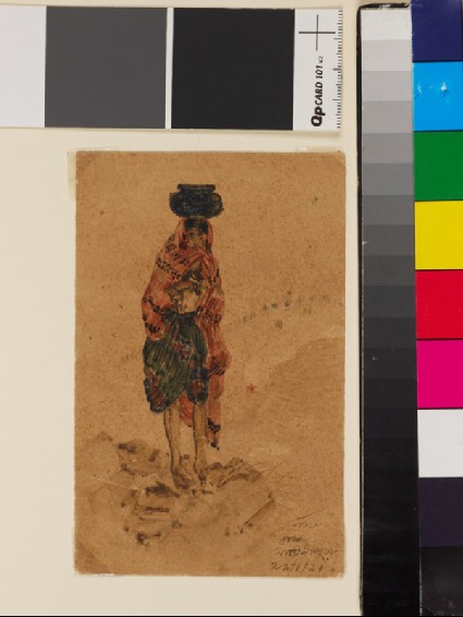 Woman carrying a waterpotfront