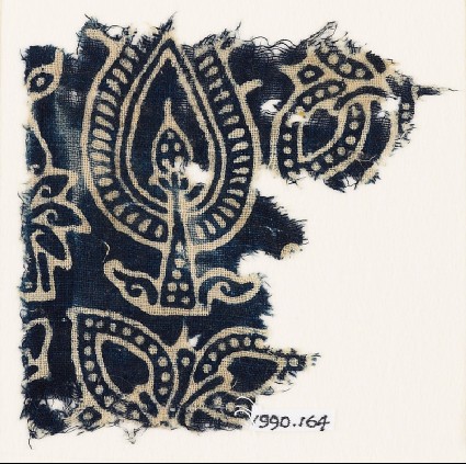 Textile fragment with stylized treesfront