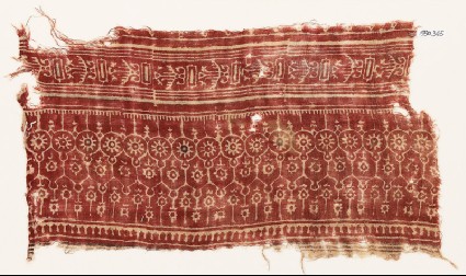 Textile fragment with arches, circles, and rosettesfront