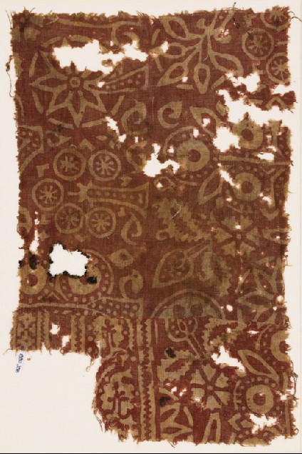 Textile fragment with stylized treesfront
