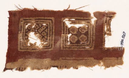 Textile fragment with squares and diamond-shapesfront