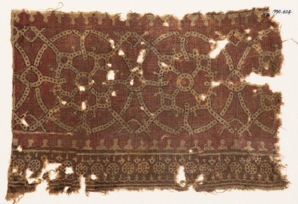 Textile fragment with interlocking circlesfront