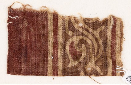 Textile fragment with tendril and leavesfront