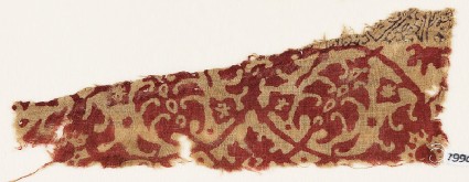 Textile fragment with tendrils, leaves, and flowersfront