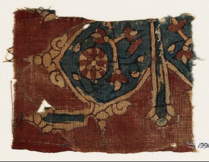 Textile fragment with floral ornaments, flowers, and tendrilsfront
