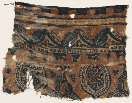Textile fragment with leaves, niches, and tendrilsfront
