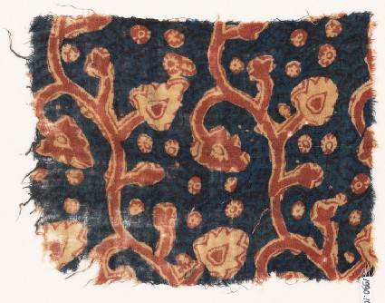 Textile fragment with tendrils, leaves, and flowersfront