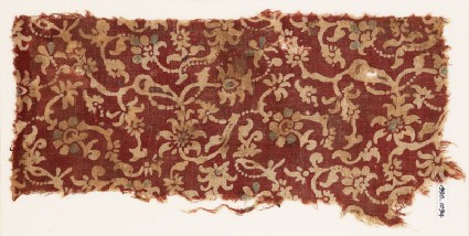 Textile fragment with tendrils, leaves, and flowersfront