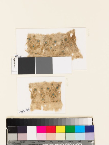 Textile fragment with stylized plants and leavesfront