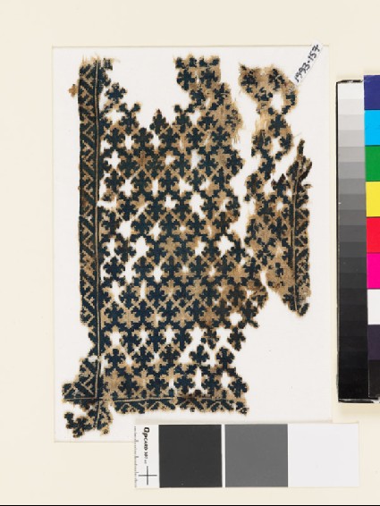 Textile fragment with palmettes, chevron stems, and leavesfront