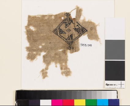 Textile fragment with rosette and diamond-shapefront