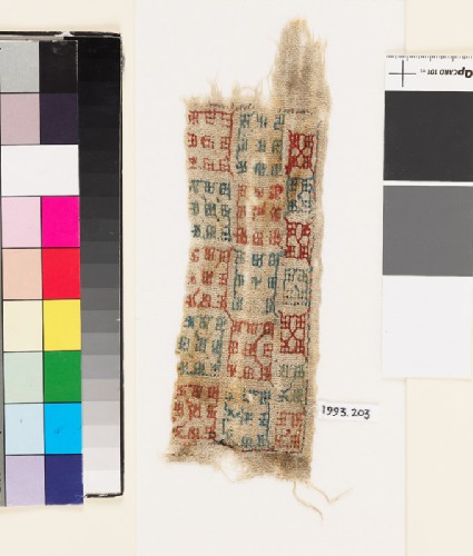 Textile fragment with squaresfront