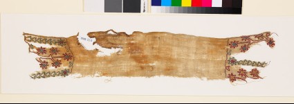 Textile fragment with stems and flowersfront