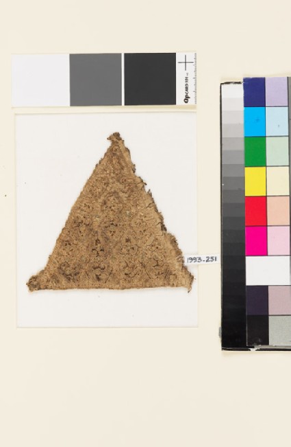 Textile fragment with hearts and diamond-shapesfront