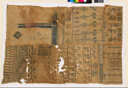 Sampler with stylized plants and linked diamond-shapesfront