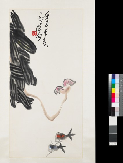 Lotus and goldfishfront, painting only