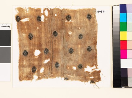 Textile fragment with stylized rosettesfront