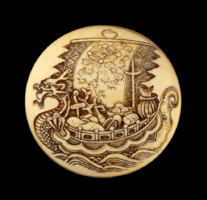 Manjū netsuke with a takarabune, or treasure shipdetail