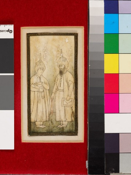 Plaque, possibly intended for a mirror case, depicting a master and pupilfront