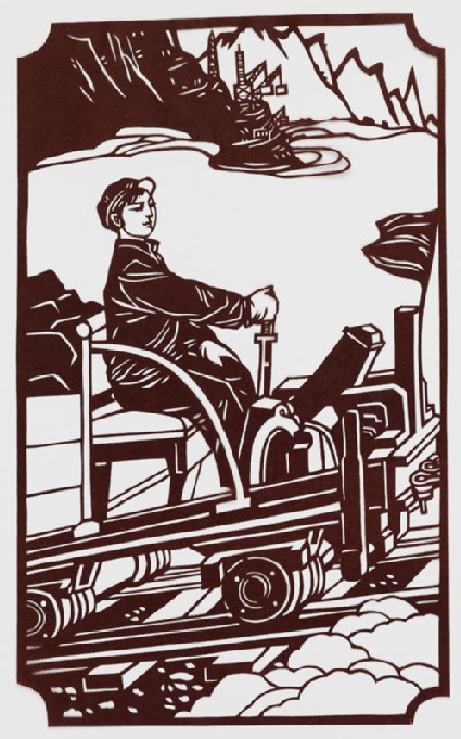 Woman driving a mining truckfront