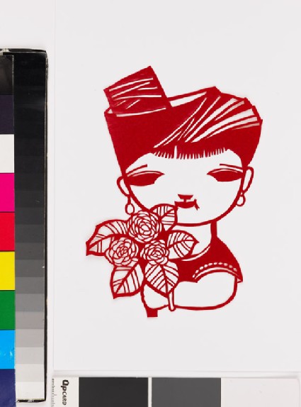 National minority child holding flowersfront