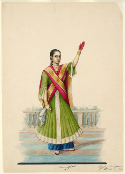 Dancing girl on a terracefront