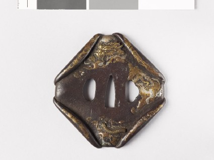 Lozenge-shaped tsuba with dragon amid cloudsfront