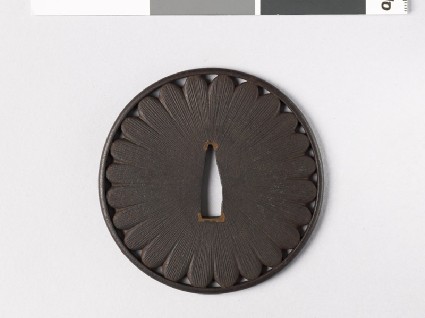 Lenticular tsuba with chrysanthemum floretsfront