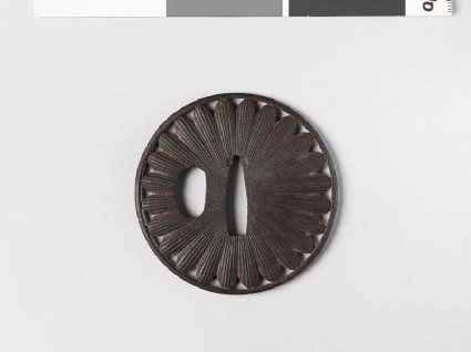 Lenticular tsuba with chrysanthemum floretsfront