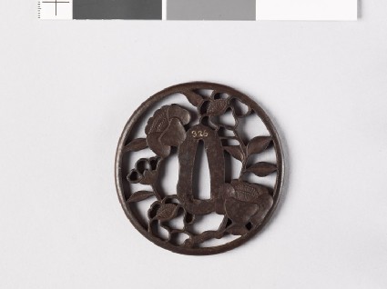 Tsuba with camellia flowersfront